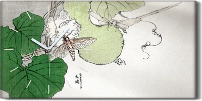 Produktbild von Dekor Leinwand Uhr Wandbilder 60x30 Gemälde Zweig Blätter Blumen Kunst - weiße Hände