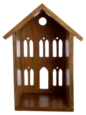 Image de Gilde Dekoobjekt, Haus, Mangoholz, naturfarben, VE 1, L. 18 cm, B. 30 cm, H. 54 cm 59153