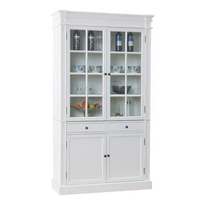 Image de Amaretta Vitrines 2 portes, vieux blanc, vintage patiné, largeur 110 cm, hauteur 200 cm.