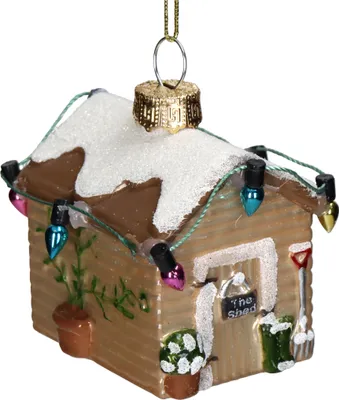 Produktbild von Christbaumschmuck Glas 5,9cm Winterhütte Figur Hellbraun