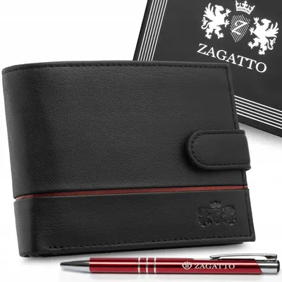 Zdjęcie produktu dla Portfel męski skórzany czarny poziomy skóra naturalna ochrona RFID ZAGATTO