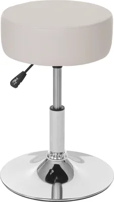 Image de Tabouret HWC-C22, tabouret de maquillage, réglable en hauteur Ø 35cm ~ simili-cuir, crème