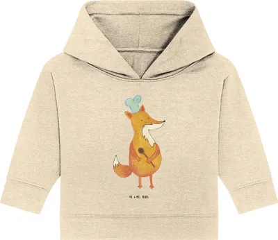 Produktbild von Mr. & Mrs. Panda Organic Baby Hoodie Fuchs Koch 24. - 36. Monat - Natural Raw - Geschenk, Bäcker, Kapuzensweatshirt, Chefkoch, Kapuzenshirt, Spruch Lustig, Hungrig