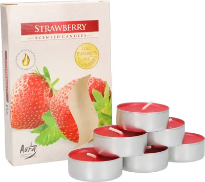 Image de KOTARBAU® Pack de 6 bougies à réchaud parfumées Strawberry Bougies à réchaud parfumées Durée de combustion 4 heures