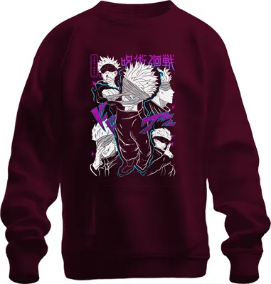 Produktbild von Satoru Gojo Jujutsu Kaisen Anime Manga Augenbinde Geschenk cool Uni Sweatshirt Pullover, Burgundy, S