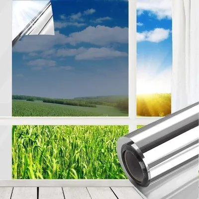 Immagine prodotto di Pellicola a specchio per finestre - 60 x 400 cm - Protezione UV - Autoadesiva - Antiriflesso - Argento