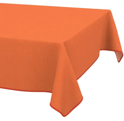 Produktbild von Tischdecke 240x140 cm abwaschbar Orange Leinenoptik Saum Tischwäsche