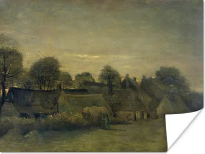 Produktbild von MuchoWow® Poster Bauerndorf am Abend - Vincent van Gogh 120x90 cm - Wandbild