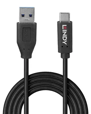 Produktbild von Lindy 36971, 1 m, USB A, USB C, USB 3.2 Gen 2 (3.1 Gen 2), 10 Gbit/s, Schwarz