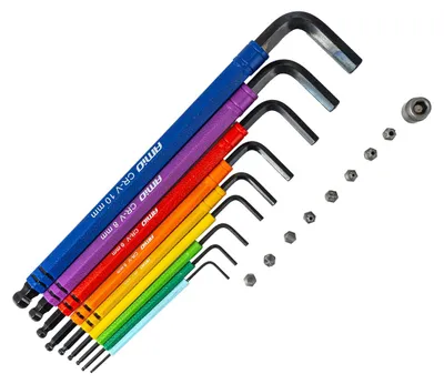 Immagine prodotto di Set di 9 cacciaviti angolari AMiO da 1,5 mm, 2 mm, 2,5 mm, 3 mm, 4 mm, 5 mm, 6 mm, 8 mm, 10 mm, a testa sferica esagonale 04787