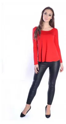 Produktbild von Damen Bluse Langarm-Shirt Asymmetrisch; Rot S/M