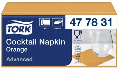 Image de Tork 477831 : Serviettes cocktail orange, qualité supérieure