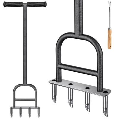 Obrázek produktu pro Provzdušňovač trávníku - Ocel - 93 cm - Černý - S plečkou 31 cm