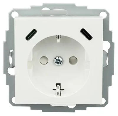 Produktbild von Schutzkontakt-Einbausteckdose mit 2x USB-C (25W, PD 3.0), weiß