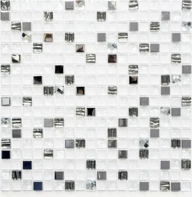 Produktbild von Mosaikfliese Transluzent Edelstahl weiß Glasmosaik Crystal Stahl weiß Glas MOS92-0107