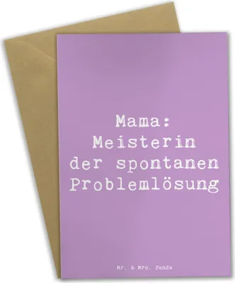 Produktbild von Mr. & Mrs. Panda babykarte Spruch Mama Meisterin - Lavendeltraum - Geschenk, einladungskarten, glückwunschkarten, osterkarte, Familienmitglieder, weihnachtskarten