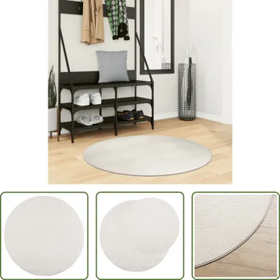 Obrázek produktu pro The Living Store Koberec IZA s krátkým vlasem skandinávského vzhledu krémový Ø 100 cm