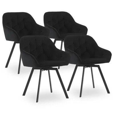 Produktbild von CLIPOP Esszimmerstuhl, 4er Set Drehstuhl, Samt Gepolsterte Lounge Stuhle mit Armlehnen, Schwarz