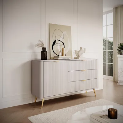 Immagine prodotto di Halilomo - Credenza, 138x38x81h cm Beige, 3 Cassetti