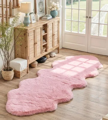 Imagen del producto de Elzusha - Alfombra, 60 x 180 cm, Rosa, Lavable, Antideslizante