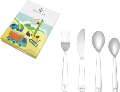Obrázek produktu pro ZILVERSTAD dětská sada příborů stavební vozidla 18/10 4 kusy 110989