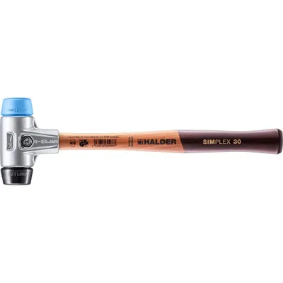 Produktbild von HALDER SIMPLEX Schonhammer Ø 30 mm TPE-soft blau / Gummi schwarz mit Aluminiumgehäuse