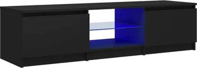 Image de vidaXL Armoire TV avec lampes LED Noir 140x40x36 cm