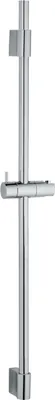A chrome shower rail mounted on a white background.