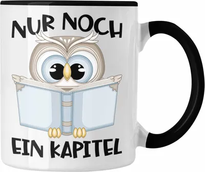 Produktbild von Trendation - Leseratte Geschenk Tasse Nur Noch Ein Kapitel Bücher Lesen Bücherwurm Geschenk Spruch Lesen (Schwarz)