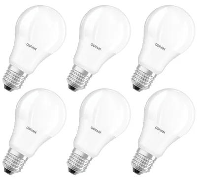 Produktbild von 6 x Osram LED A60 Birne 10W = 75W E27 matt 1055lm warmweiß 2700K recycelter Kunststoff