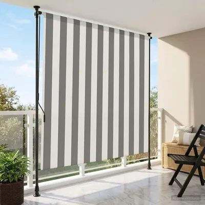 Productafbeelding van Maison Exclusive - Buitenrolgordijn, antraciet en wit, 100 x 270 cm