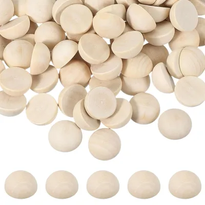 100 halbrunde Holzkugeln 25 mm, natur, DIY-Basteln