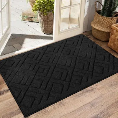 Obrázek produktu pro Podlahová rohož do interiéru, 50x80 cm, omyvatelná, protiskluzová, zachycující nečistoty, černá