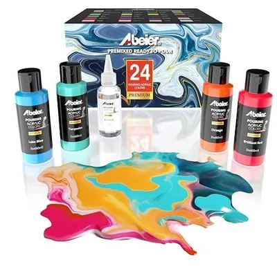 Zdjęcie produktu dla Farby akrylowe do nalewania zestaw 24 kolory 60 ml dla artystów