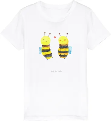Produktbild von Mr. & Mrs. Panda Kleinkinder T-Shirt Biene Verliebt 12-14 Jahre (152/164) - Weiß - Geschenk, Teenager, Kindershirt, Baumwolle Kinder, Öko
