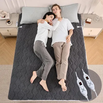 Obrázok produktu pre Elektrická prikrývka – vyhrievacia prikrývka – Zostanete v teple – Dve zóny – 135x190 cm – Tmavosivá