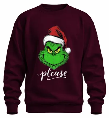 Obrázek produktu pro Grinch prosím Vánoční skřítek vtipný dárek Vánoční Grinch uni mikina svetr, Burgundy, S