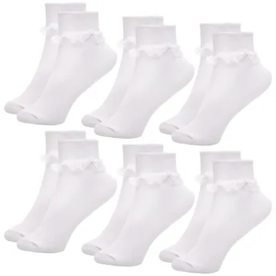 Produktbild von Mädchen Socken Set von 6 mit Eleganter Spitzenverarbeitung