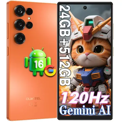 Image de Smartphone OUKITEL C66 Android 16 Telephone Portable 6,73" HD+ 120Hz, 24 Go + 512 Go, 64MP 5000mAh NFC - GPS - Face ID - Empreinte Digitale - Orange