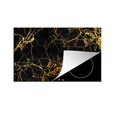 Produktbild von KitchenYeah© Herdabdeckplatte Gold - Marmor - Glitzer - Luxus , 80x52cm, Küche Deko, Glaskeramikkochfeld Herdabdeckung, Abdeckplatte fùr Kochfeld