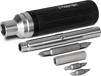 Produktbild von TROTEC Trotec 9-in-1 Ratschenschraubendreher mit 6 Bits und 3 Sechskantaufnahmen