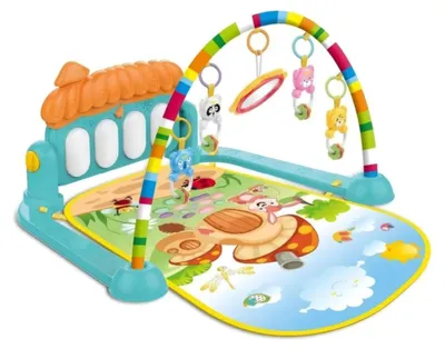 Image de Buxibo Gymnase 3 en 1 pour bébé/petit enfant - Tapis de piano pour bébé - Tapis de jeu musical avec cliquet et miroir - Vert