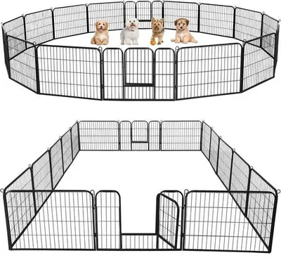 Produktbild von Famanu Puppyspielzaun 16-teilig mit 2 Türen - Hundenetz für Innen und Außen, 80 x 60 cm