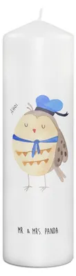 Produktbild von Mr. & Mrs. Panda Kerze Eule Matrose 29 x 8 cm XL - Weiß - Geschenk, Owl, Ehe, Bedruckte, Stumpenkerze, Wachskerze, Heimathafen, Blockkerze, Erinnerungslicht
