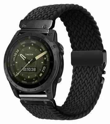 Produktbild von By Qubix Geflochtenes Nylonarmband mit Fallschirmverschluss - Schwarz - passend für Garmin Fenix 9 / 9 pro - 43 mm