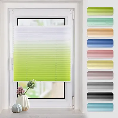 Produktbild von Grandekor Plissee ohne Bohren mit Farbeverlauf Grün und Weiß,80x130cm(BXH) Plissees Klemmfix Blickdicht, Plisseerollo Faltrollo Rollos für Fenster ohne Bohren