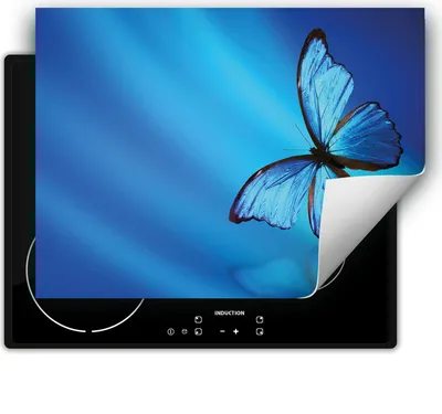 Produktbild von DarHaus Herdabdeckplatte 80x52 cm Anti Rutsch Matte Aufrollbar, blau - Schmetterling