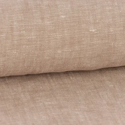 Produktbild von Leinenstoff Meterware Reinleinen uni camel beige meliert 1,37m