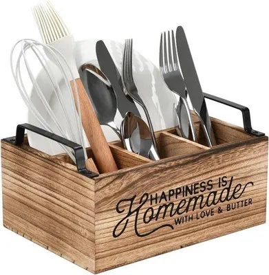 Productafbeelding van Famanu Keukenaccessoirehouder met 4 compartimenten en handgreep - Organizer voor aanrecht