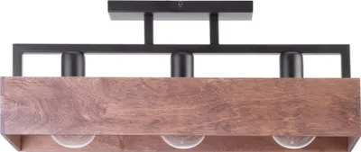 Obrázek produktu pro Stropní svítidlo Dakota, tmavé dřevo a černá, 3xE27x15W, kov, rozměry: 25x60x16 cm, IP20, Sigma Lighting